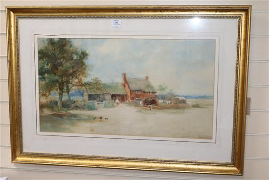 A watercolour by Leopold Rivers (1852-1905) and another unsigned watercolour
